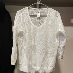 Chico’s white scoop neck long sleeve top shirt